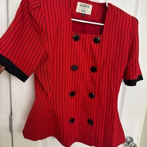 Kasper Red and Black Double-Breasted Blazer